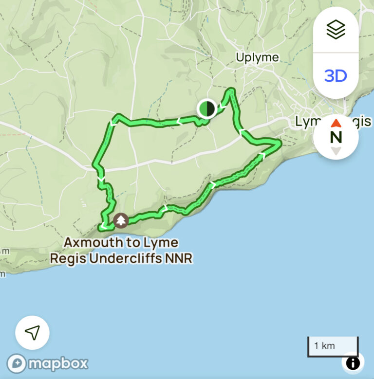 Walking route Cannington Campsite, Rousdon and Lyme Regis's undercliffs