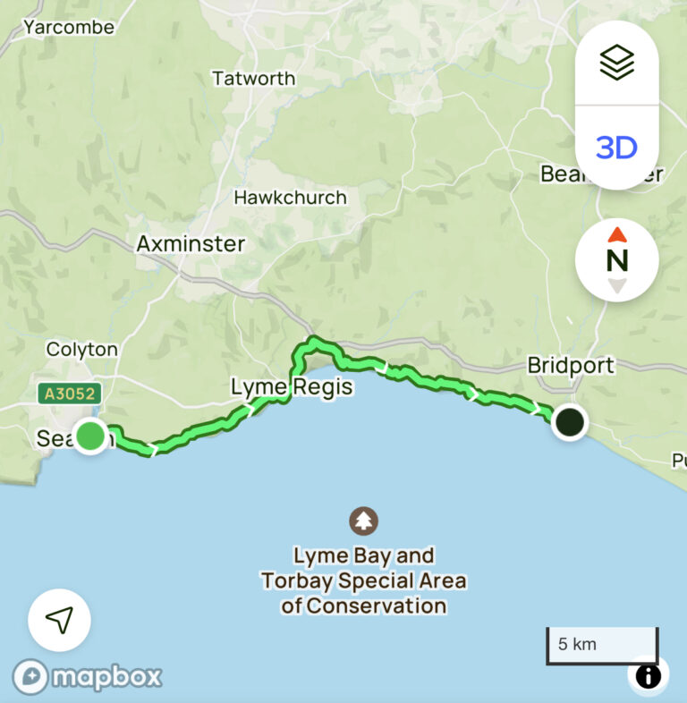 South West Coast Path walking trail from Axmouth to West Bay, Dorset