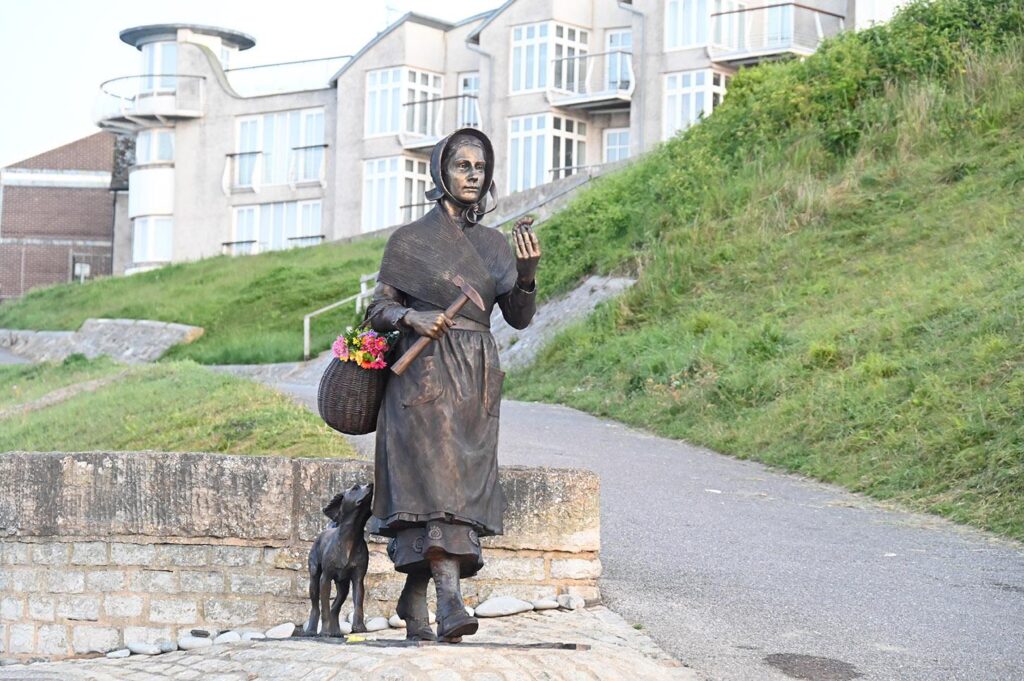 Mary Anning statue in Lyme Regis, Dorset