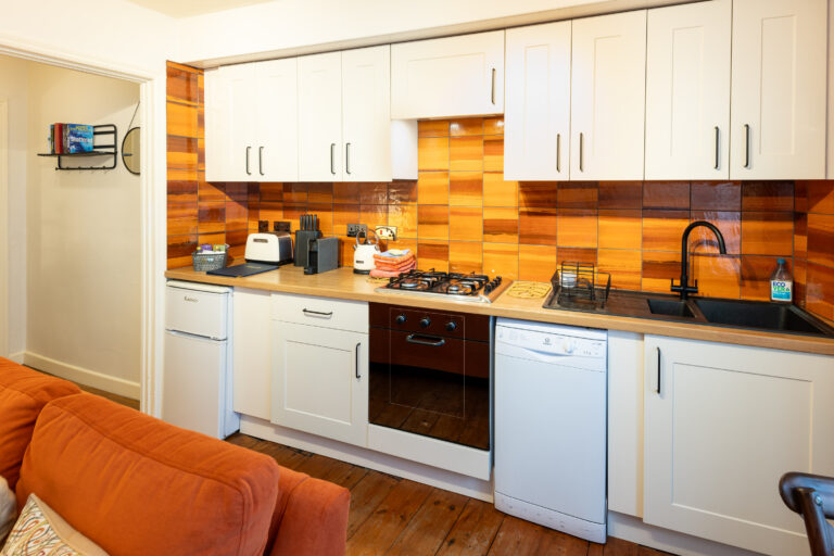 kitchen area of holiday home in dorset