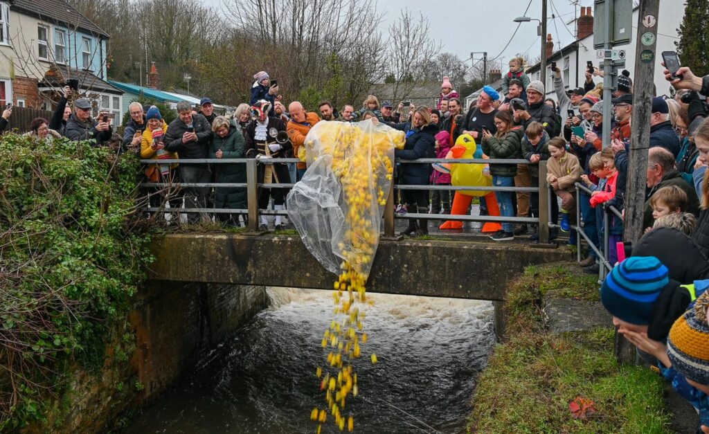 Easter duck race Lyme Regis